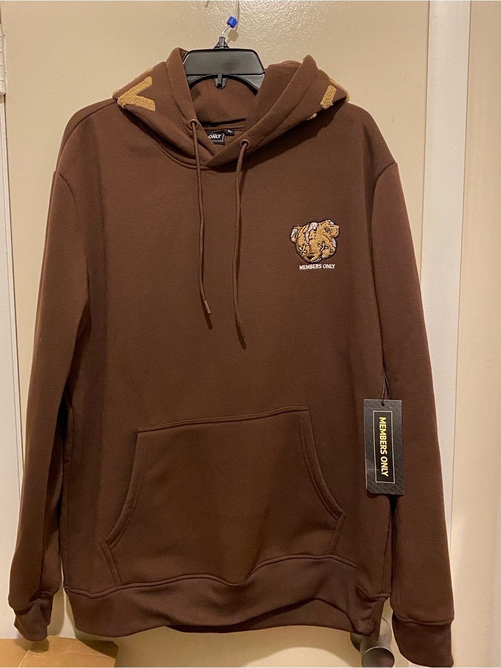 Members Only 1975 Teddy Bear Graphic Pullover Hoodie Brown XL